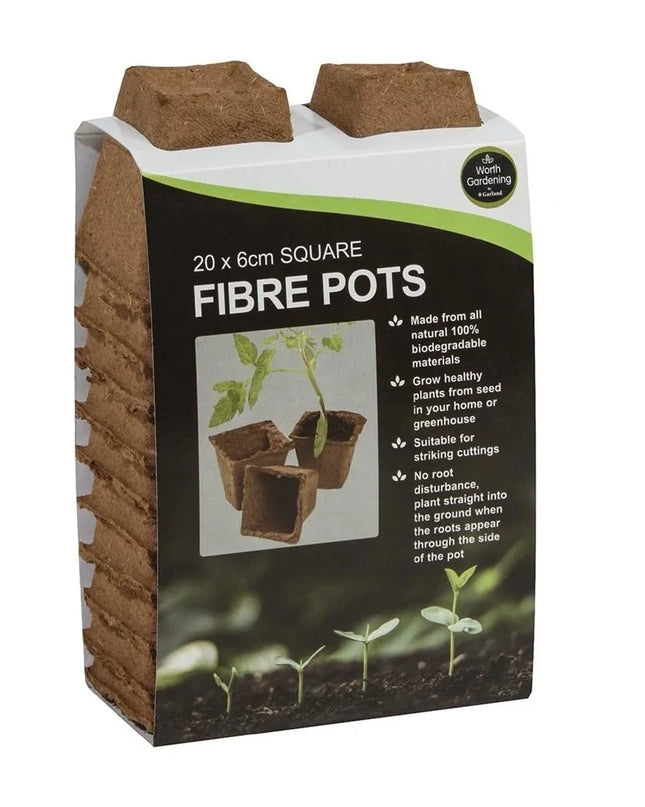20 pots carrés en fibre de 6 cm