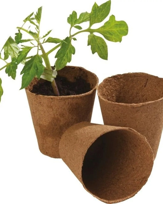 48 pots ronds en fibre de 8 cm (pack extra value)