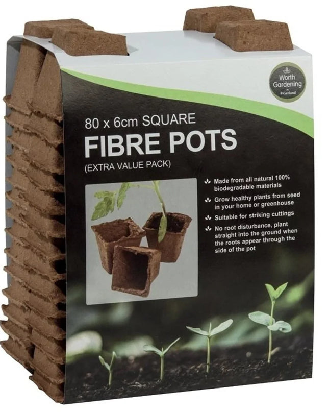 80 pots carrés en fibre de 6 cm (pack extra value)