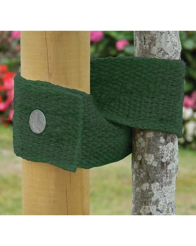 Attache d'arbre en toile de jute verte 5 m x 5 cm