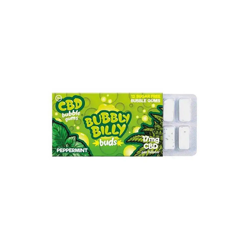 Chewing-gum CBD menthe poivrée | BUBBLY BILLY (lot carton 24 blisters)