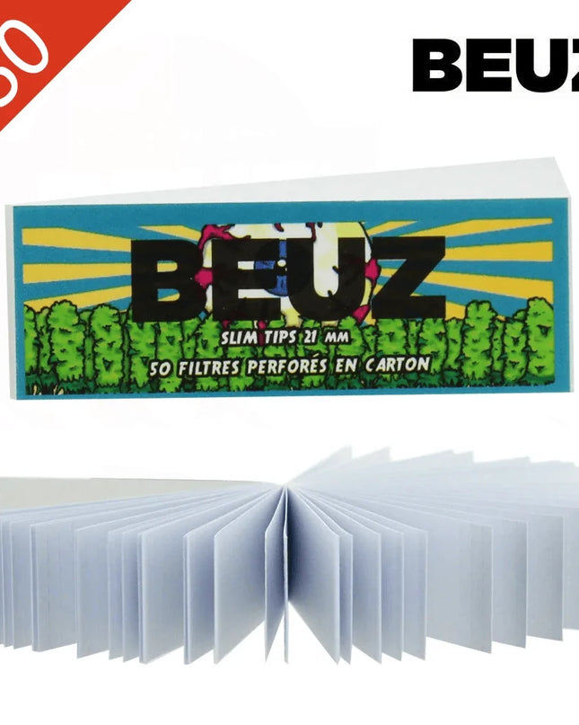 Filtres Beuz Slim Tips 21mm Skeleton - Boîte de 50 carnets