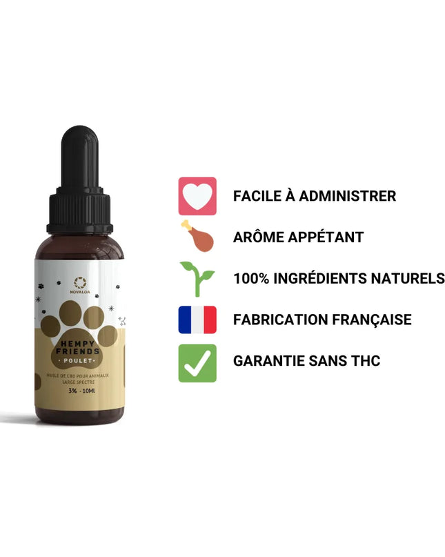 Huile CBD animaux 3% poulet | NOVALOA