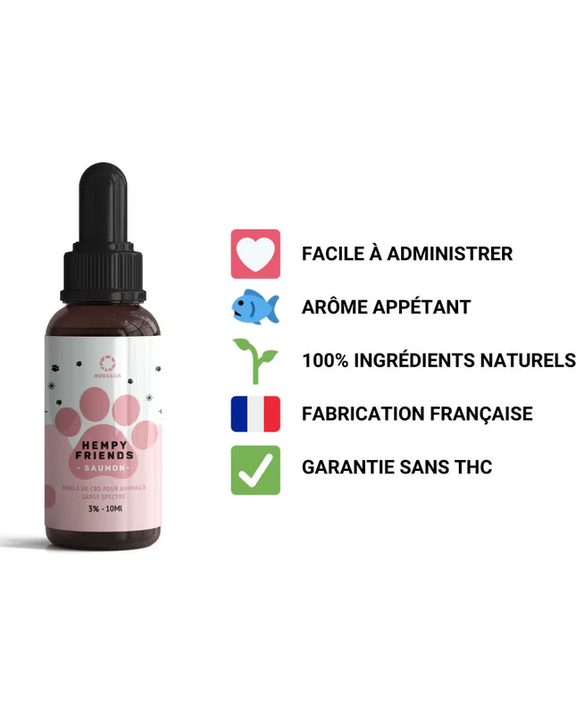 Huile CBD animaux 3% saumon | NOVALOA