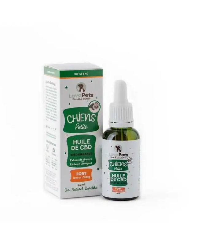 Huile CBD bio 50mg broad spectrum petit chien | LOVAPETS