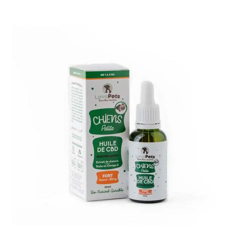 Huile CBD bio 50mg broad spectrum petit chien | LOVAPETS