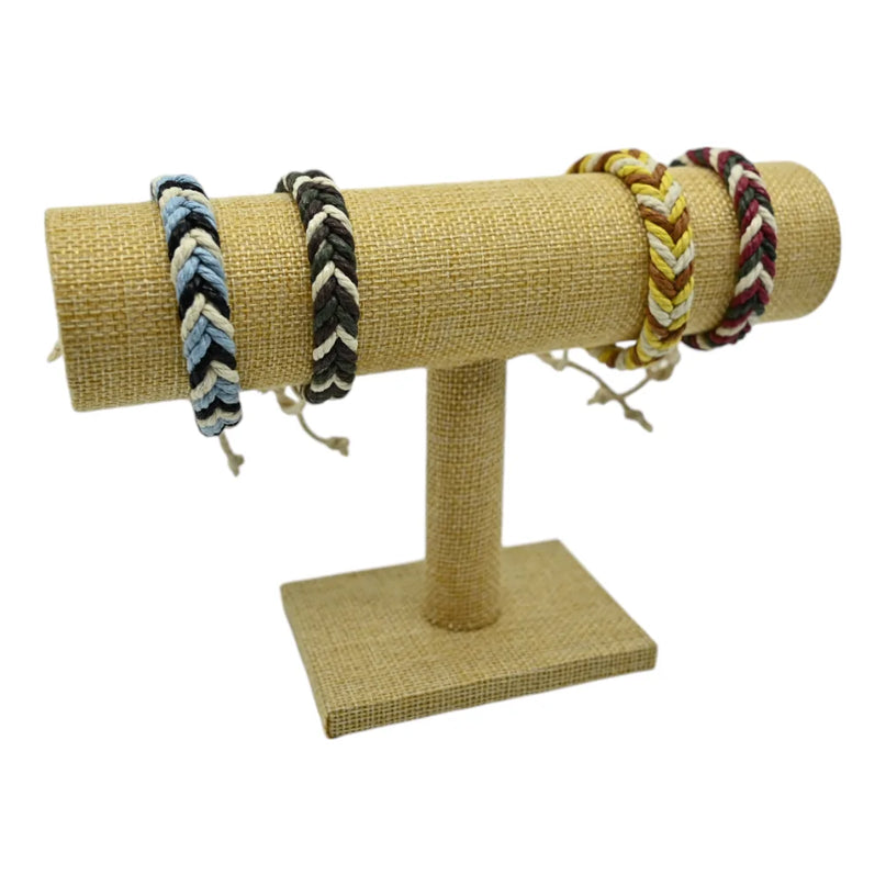 Support à bracelet en toile de jute naturelle