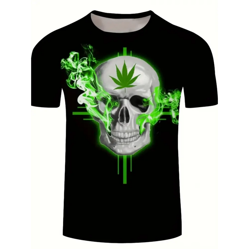 T-shirt white Skull weed