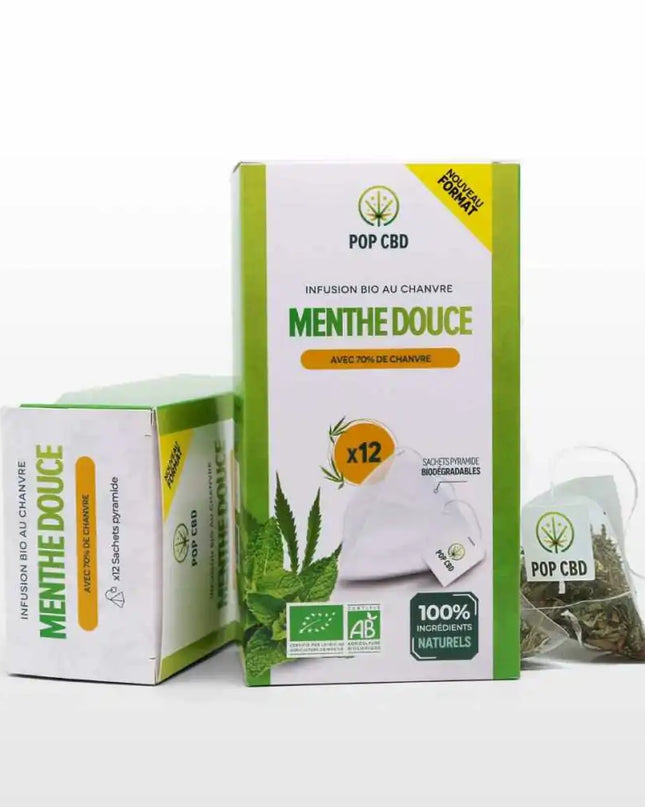Tisane CBD bio menthe douce - sachets | POP CBD