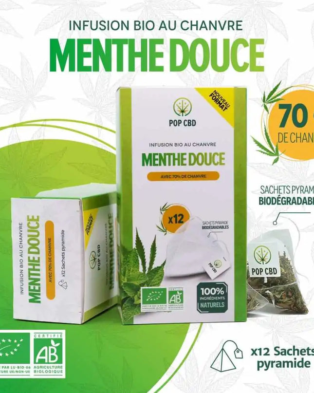 Tisane CBD bio menthe douce - sachets | POP CBD